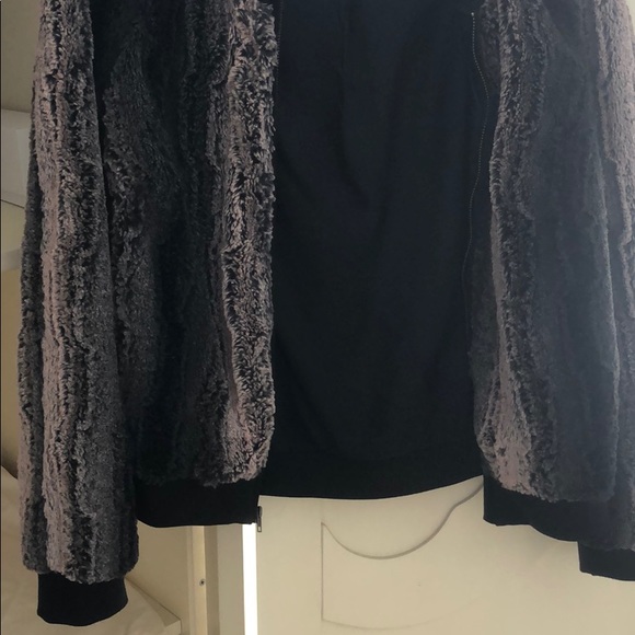 Aqua faux fur multi-color bomber jacket - Picture 6 of 6